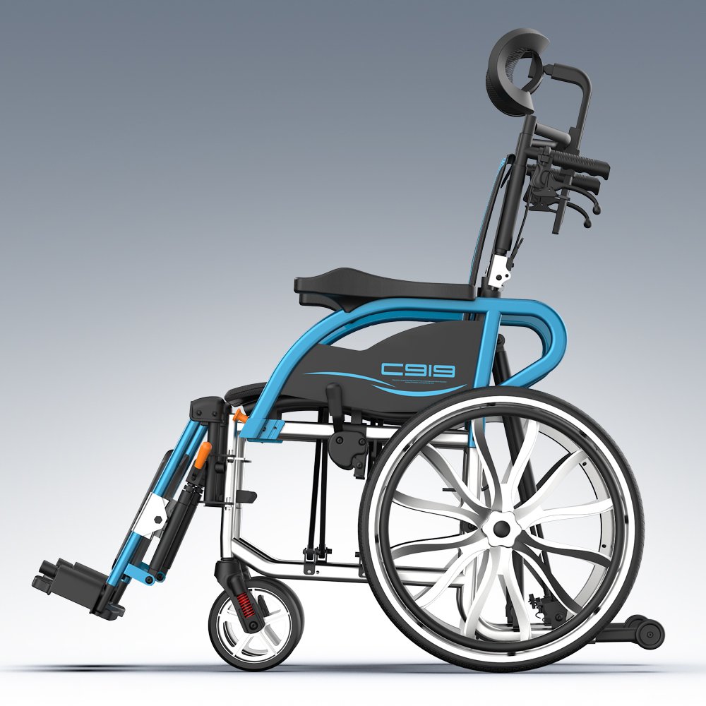 vc906 reclining wheelchair with hydraulic lifting